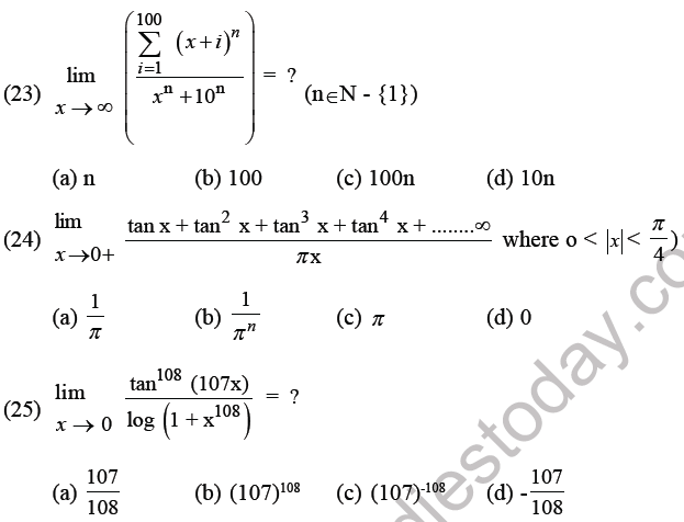 JEE Mathematics Limits Continuity And Differentiability MCQs Set B ...